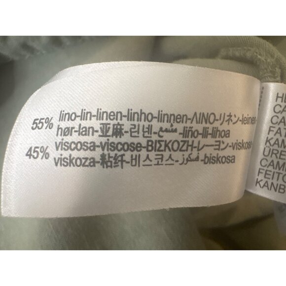 2/$30 ZARA Small Button-Down Shirt Dress Khaki Green Linen & Viscose - Picture 7 of 16